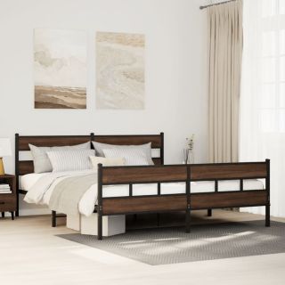 metallist voodiraam ilma madratsita pruun tamm 193x203 cm