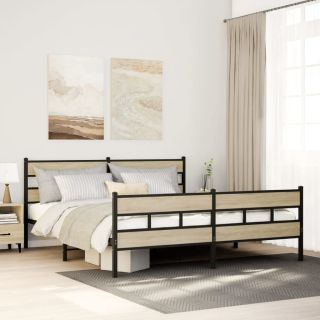 metallist voodiraam ilma madratsita Sonoma tamm 183x213 cm