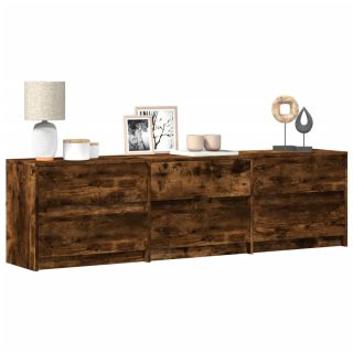 Тумба под ТВ со светодиодной подсветкой, дымчатый дуб, 180x34x50 см, искусственное дерево
