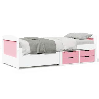 Кушетка с 5 ящиками без матраса белая и розовая 90x200 см