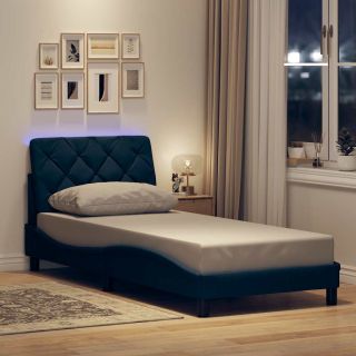 voodiraam LED-iga ilma madratsita , sinine, 90x200cm, kangas