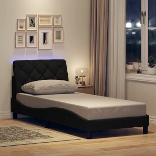 voodiraam LED-iga ilma madratsita , must, 90x190cm, kangas