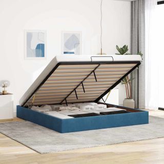 Ottomani voodiraam ilma madratsita, tumesinine 200x200 cm samet
