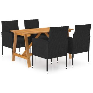 5-osaline aiamööblikomplekt, must