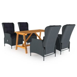 5-osaline aiamööbli söögikomplekt, tumehall