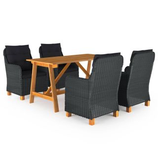 5-osaline aia söögitoa komplekt, tumehall
