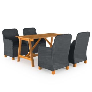 5-osaline aia söögitoa komplekt, tumehall