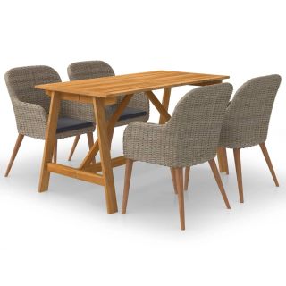 5-osaline aia söögitoakomplekt, pruun