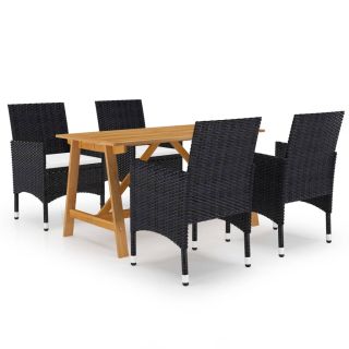 5-osaline aia söögitoakomplekt, must