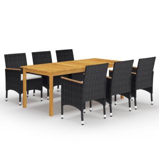7-osaline aiamööbli komplekt, must