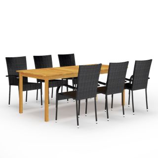 7-osaline aiamööbli komplekt, must