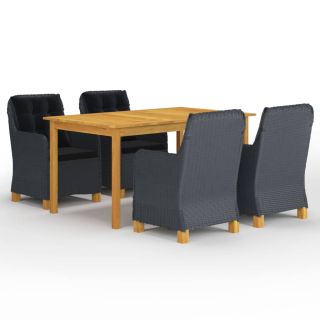 5-osaline aiamööbli söögikomplekt, tumehall