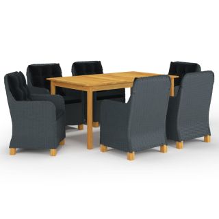 7-osaline aiamööbli söögikomplekt, tumehall