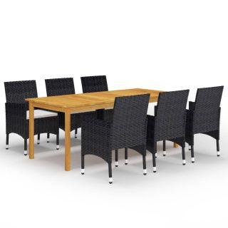 7-osaline aiamööblikomplekt, must