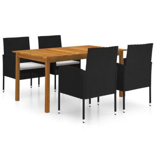 5-osaline aiamööblikomplekt, must