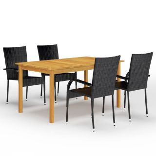 5-osaline aiamööblikomplekt, must