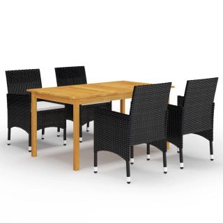 5-osaline aiamööblikomplekt, must