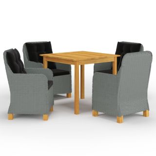 5-osaline aiamööbli söögikomplekt, helehall