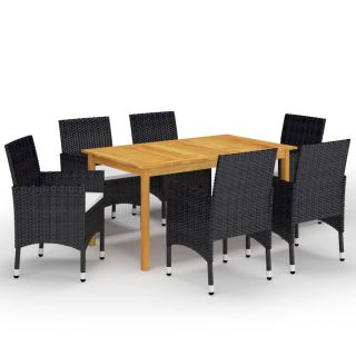 7-osaline aiamööblikomplekt, must