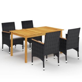 5-osaline aiamööblikomplekt, must