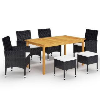 7-osaline aia söögimööbli komplekt, must