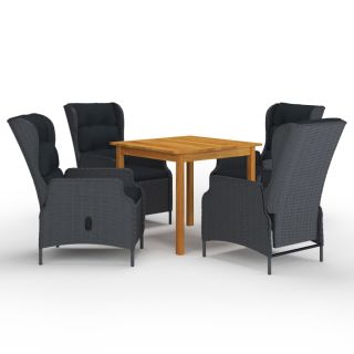5-osaline aiamööbli söögikomplekt, tumehall