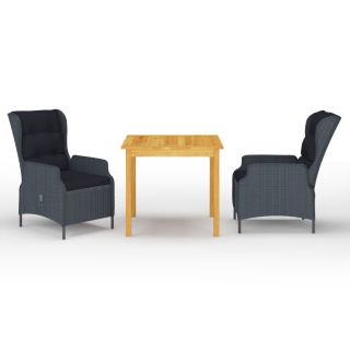 3-osaline aiamööblikomplekt, tumehall