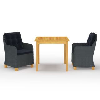 3-osaline aiamööblikomplekt, tumehall
