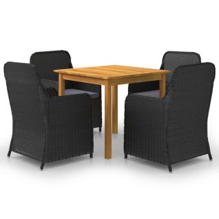 5-osaline aiamööbli söögikomplekt, must