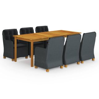 7-osaline aiamööbli söögikomplekt, tumehall