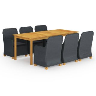 7-osaline aiamööbli söögikomplekt, tumehall
