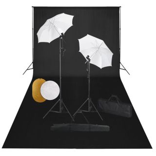 fotostuudiokomplekt lambid, vihmavari, taustapilt ja reflektor