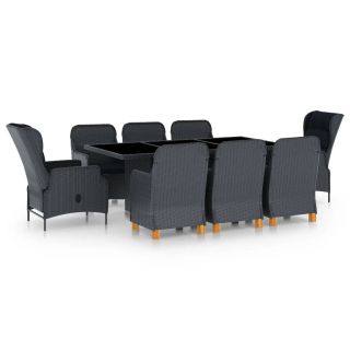 9-osaline aiamööblikomplekt patjadega, polürotang, tumehall