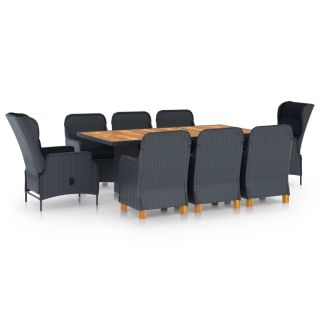 9-osaline aiamööblikomplekt patjadega, polürotang, tumehall