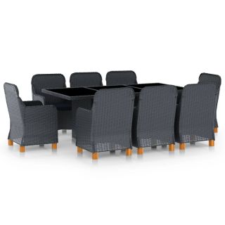 9-osaline aiamööblikomplekt patjadega, polürotang, tumehall