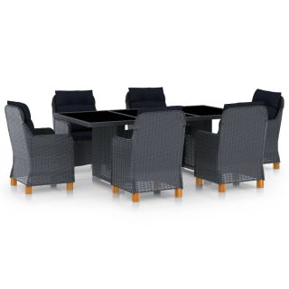 7-osaline aiamööblikomplekt patjadega, polürotang, tumehall