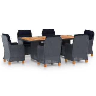 7-osaline aiamööblikomplekt patjadega, polürotang, tumehall