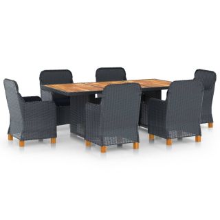 7-osaline aiamööblikomplekt patjadega, polürotang, tumehall
