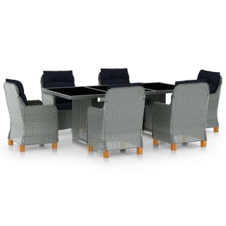 7-osaline aiamööblikomplekt patjadega, polürotang, helehall