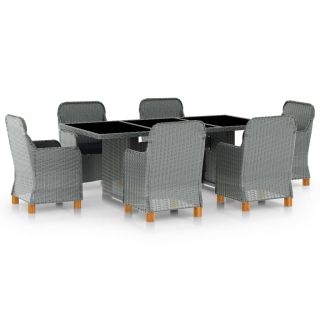 7-osaline aiamööblikomplekt patjadega, polürotang, helehall