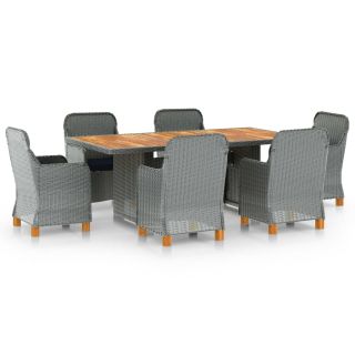 7-osaline aiamööblikomplekt patjadega, polürotang, helehall