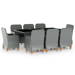 9-osaline aiamööblikomplekt patjadega, polürotang, helehall