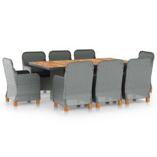 9-osaline aiamööblikomplekt patjadega, polürotang, helehall