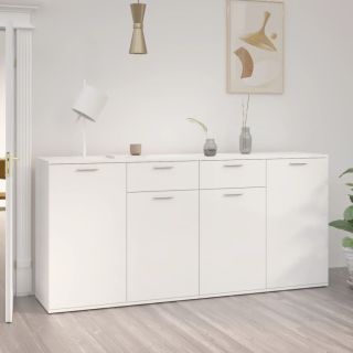 puhvetkapp, kõrgläikega valge, 160 x 36 x 75 cm tehispuit