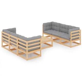 7-osaline aiamööbli komplekt istmepatjadega, toekas männipuit