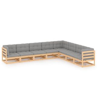 8-osaline aiamööbli komplekt patjadega, männipuit