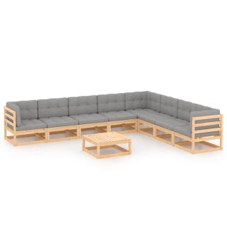 9-osaline aiamööbli komplekt patjadega, toekas männipuit