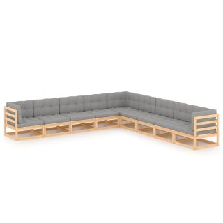 9-osaline aiamööbli komplekt patjadega, toekas männipuit