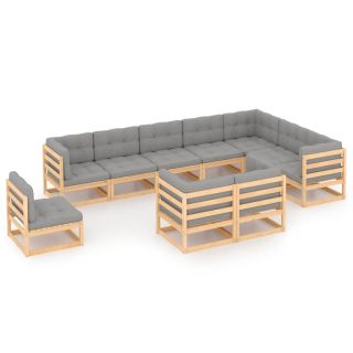 10-osaline aia mööblikomplekt patjadega, täispuit