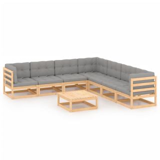 8-osaline aiamööbli komplekt patjadega, männipuit